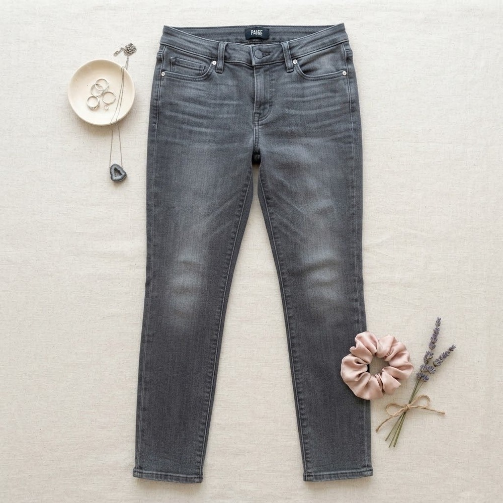 Paige Verdugo Ankle Skinny Jeans Grey Mid Rise Denim Size 29 Made in USA